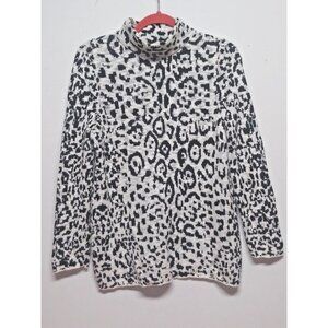 Chico's womens Sweater pullover Sz 1 white black Leopard pattern 90S Y2K Retro